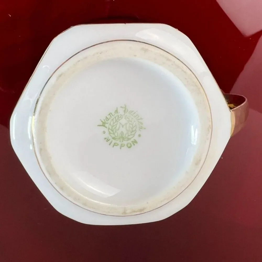 Antique Nippon Noritake Morimura Black Gold Porcelain Tea Service 13 Piece Set